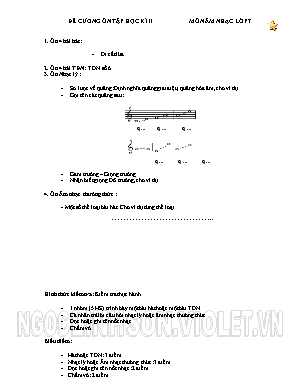 Đề cương ôn tập học kì II môn Âm nhạc Lớp 7
